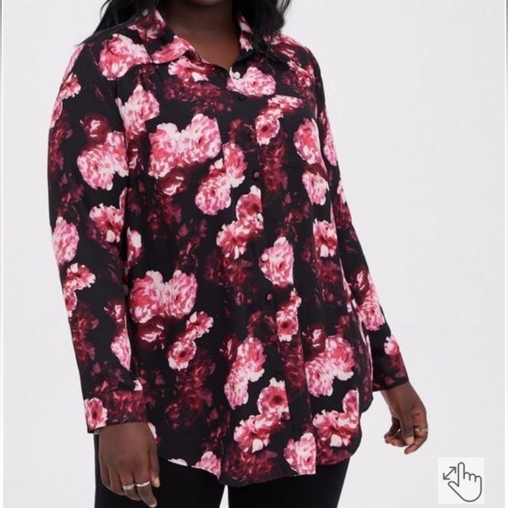 Torrid Madison Georgette Button-Up Long Sleeve Tunic Shirt size 2X